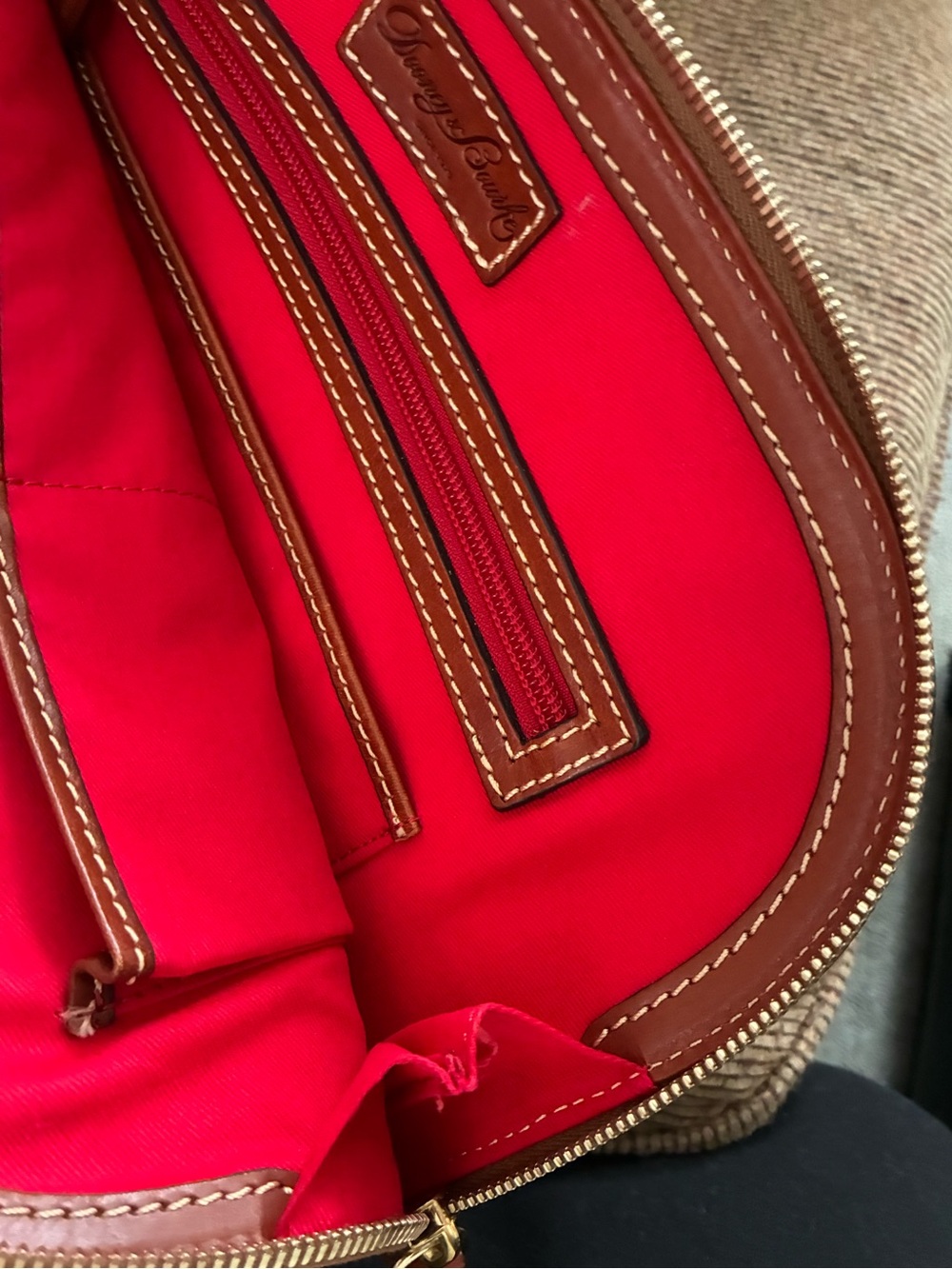Dooney & Bourke Dark Brown Leather Dome Satchel with Tan Trim - Picture 7 of 7